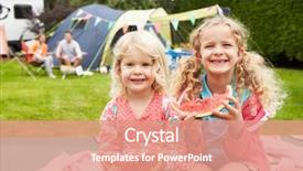  Presentation with family children - Amazing PPT theme having rv - children enjoying picnic whilst backdrop and a coral colored foreground