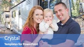  Presentation with military family - Audience pleasing PPT theme consisting of rv - happy young military family backdrop and a teal colored foreground
