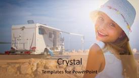  Presentation with happy camper - Audience pleasing PPT layouts consisting of rv - rv travel with camper summer backdrop and a coral colored foreground