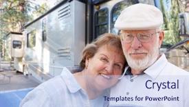  Presentation with senior couple - Beautiful presentation theme featuring rv - senior couple in front backdrop and a sky blue colored foreground