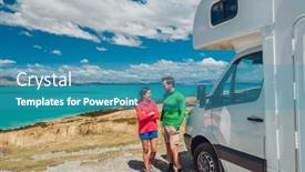  Presentation with pit stop - Slide set consisting of rv-motorhome-camper-van-road background and a teal colored foreground