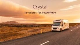  Presentation with campervan - Presentation design featuring rv-motorhome-camper-van-road background and a lemonade colored foreground