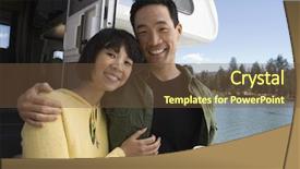  Presentation with road trip - Presentation theme featuring rv travel - couple on road trip background and a tawny brown colored foreground