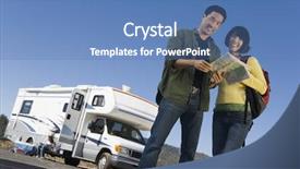  Presentation with road trip - Audience pleasing presentation theme consisting of rv travel - couple on road trip backdrop and a teal colored foreground