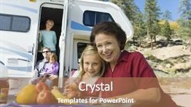  Presentation with vacation - Slides featuring rv travel - family on vacation background and a coral colored foreground