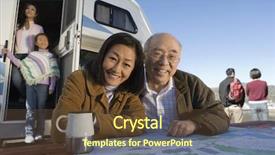  Presentation with road trip signs - Presentation design with rv travel - family road trip background and a tawny brown colored foreground