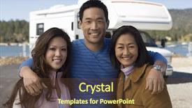  Presentation with parents - Audience pleasing PPT theme consisting of rv travel - parents and teenage daughter outside backdrop and a tawny brown colored foreground