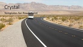  Presentation with scenic - Audience pleasing slide set consisting of rv travel - recreational vehicle rv on scenic backdrop and a mint green colored foreground