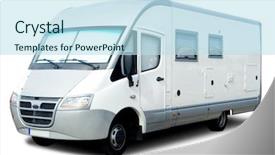  Presentation with vehicle - Audience pleasing PPT theme consisting of rv travel - recreational vehicle backdrop and a sky blue colored foreground