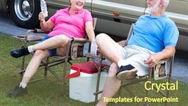  Presentation with chairs - Amazing slides having rv travel - senior campers sitting in folding backdrop and a tawny brown colored foreground