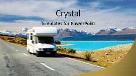 Presentation with blur - Beautiful presentation theme featuring rv travel - traveling by motorhome mount cook backdrop and a light blue colored foreground