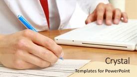  Presentation with prescription - PPT layouts featuring rx - hands of a doctor filling background and a lemonade colored foreground