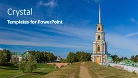  Presentation with russia - PPT theme enhanced with ryazan-kremlin-russia-travel-background background and a ocean colored foreground