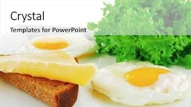  Presentation with gold food white - PPT layouts having rye bread - fried eggs and gold cheese background and a white colored foreground