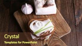  Presentation with airport boarding board - Presentation design consisting of rye bread - sandwiches with lard and garlic background and a  colored foreground