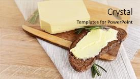  Presentation with cutting board - Slide set featuring rye bread with butter background and a lemonade colored foreground