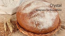 Presentation with grains - Slide deck enhanced with rye bread with flour and grains on sackcloth on table close up background and a soft green colored foreground