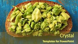  Presentation with avocado - Audience pleasing slide set consisting of rye bread with guakomole avocado backdrop and a tawny brown colored foreground