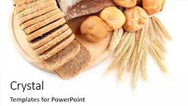  Presentation with fresh bread subway food - Slide set with rye dough - fresh bread on white background background and a white colored foreground