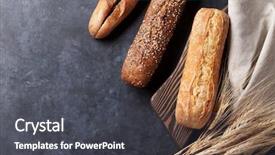  Presentation with dough - Slides having rye dough - mixed breads on stone table background and a dark gray colored foreground