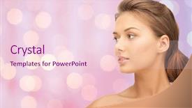  Presentation with pink beauty - Cool new slides with beauty people and health concept - beautiful young woman face over pink background backdrop and a lemonade colored foreground