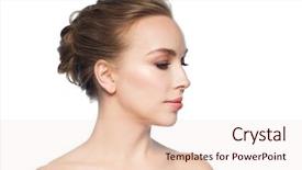  Presentation with plastic surgery - Audience pleasing slide deck consisting of health people plastic surgery and beauty concept - beautiful young woman face over white background backdrop and a lemonade colored foreground