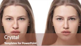  Presentation with rhinoplasty - Slide set having comparative results - young woman background and a tawny brown colored foreground
