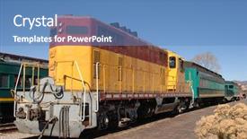  Presentation with 1950s style - PPT theme consisting of 1950's style diesel train locomotive background and a teal colored foreground