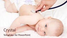  Presentation with infant - Presentation enhanced with hospital childeren s - children's doctor exams infant background and a lemonade colored foreground