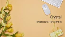  Presentation with romantic gift - Presentation design consisting of s - flowers gift box computer keyboard background and a lemonade colored foreground