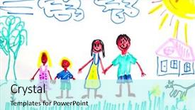  Presentation with family children - Slides enhanced with child s - happy family children's drawing background and a cool aqua colored foreground