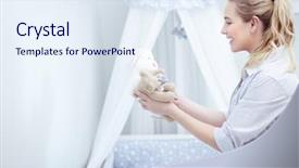  Presentation with pregnant mother - Presentation with waiting s - happy mother prepares child's room background and a sky blue colored foreground