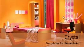  Presentation with kid bedroom - Slide deck having child s - kid's bedroom background and a coral colored foreground