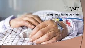  Presentation with bed - Presentation theme enhanced with iv s - patient's hand on the bed background and a  colored foreground