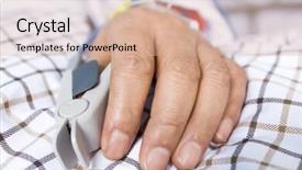  Presentation with moving patient to hospital bed - Presentation design with modern industrial power plant background and a tawny brown colored foreground