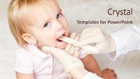  Presentation with pediatrician - Slide set consisting of hospital childeren s - pediatrician examining little girl's throat background and a lemonade colored foreground