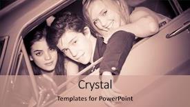  Presentation with teenagers - Beautiful theme featuring 50 s - retro teenagers 50's gentle colour backdrop and a coral colored foreground