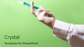  Presentation with syringe - Presentation consisting of doping s - syringe in doctor's hands background and a seafoam green colored foreground