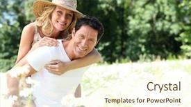  Presentation with wife - Colorful slides enhanced with 50 s - wife on husband's back backdrop and a  colored foreground