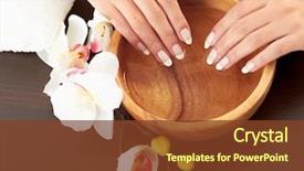  Presentation with water color hands - Audience pleasing PPT theme consisting of french s - woman's hands in bowl backdrop and a  colored foreground