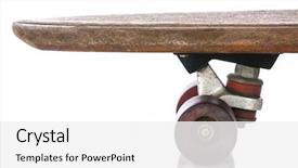  Presentation with gear wheels on wooden - Presentation design consisting of 70 s - wooden 70's skate board wheels background and a white colored foreground