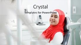  Presentation with teenage girl - Presentation theme with hospital childeren s - young teenage girl at dentist's background and a sky blue colored foreground