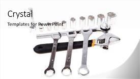  Presentation with set of construction tools tool - Presentation theme enhanced with s adjustable wrench and spanner background and a white colored foreground