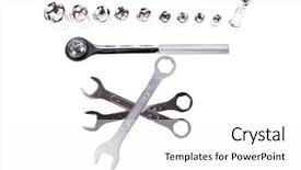  Presentation with set of construction tools tool - Audience pleasing PPT theme consisting of s adjustable wrench and spanner backdrop and a white colored foreground