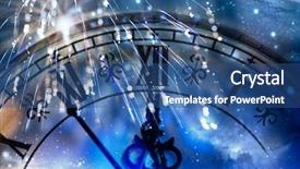  Presentation with golden lights - Theme featuring s at midnight - old clock background and a ocean colored foreground
