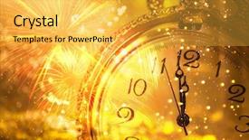 Presentation with golden lights - Colorful slide set enhanced with s at midnight - old clock backdrop and a yellow colored foreground