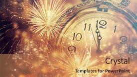  Presentation with new year - Theme consisting of s at midnight - old clock background and a coral colored foreground