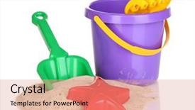  Presentation with sand play - Audience pleasing presentation theme consisting of s beach toys and sand backdrop and a  colored foreground
