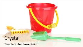  Presentation with white sand - Beautiful PPT layouts featuring s beach toys and sand backdrop and a  colored foreground