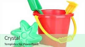  Presentation with sand play - PPT theme consisting of s beach toys and sand background and a  colored foreground